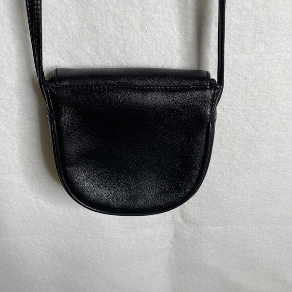 BRIGHTON ONE WORLD PURSE BLACK LEATHER  SCROLL SMALL CROSSBODY BAG SILVER SNAP - Picture 4 of 5